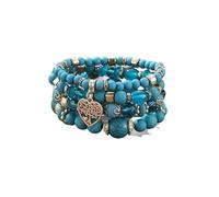 YOPI Bohemian Multi-Layer Beaded Tassel Bracelets for Women - Handmade Jewelry for Boho Style Lovers(Xhy312hollowheartlightblue)