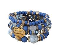 YOPI Bohemian Multi-Layer Beaded Tassel Bracelets for Women - Handmade Jewelry for Boho Style Lovers(Xhy311darkblue)