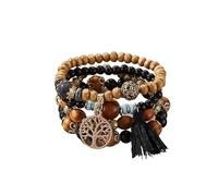 YOPI Bohemian Multi-Layer Beaded Tassel Bracelets for Women - Handmade Jewelry for Boho Style Lovers(Xhy011black)