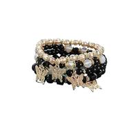 YOPI Bohemian Multi-Layer Beaded Tassel Bracelets for Women - Handmade Jewelry for Boho Style Lovers(Xhy075black)
