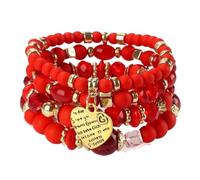 YOPI Bohemian Multi-Layer Beaded Tassel Bracelets for Women - Handmade Jewelry for Boho Style Lovers(Xhy311red)