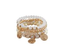 YOPI Bohemian Multi-Layer Beaded Tassel Bracelets for Women - Handmade Jewelry for Boho Style Lovers(Xhy078beige)
