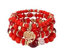 YOPI Bohemian Multi-Layer Beaded Tassel Bracelets for Women - Handmade Jewelry for Boho Style Lovers(Xhy312red)