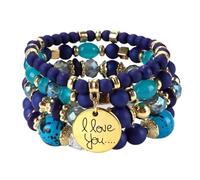 YOPI Bohemian Multi-Layer Beaded Tassel Bracelets for Women - Handmade Jewelry for Boho Style Lovers(Xhy313blue)