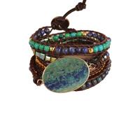 YOPI Bohemian Style 5-Layer Phoenix Lapis Lazuli Pendant Braided Bracelet - Multi-Layer Handmade Jewelry