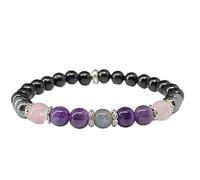 YOPI Boho Bracelet Set Black Tourmaline, Hematite, Rose Quartz, Amethyst & Labradorite Gemstone Jewelry
