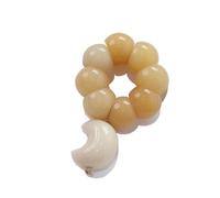 YOPI Cream Yellow Hand Twisted Fingertip String Silent Disc Playing Bodhi Root Beaded Handpiece for Meditation and Relaxation(Moonstyle,18mm)