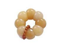 YOPI Cream Yellow Hand Twisted Fingertip String Silent Disc Playing Bodhi Root Beaded Handpiece for Meditation and Relaxation(Runningringstyle,17mm)