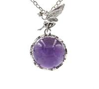 YOPI Crystal Bead Metal Elf Pendant Jewelry - Unique Fantasy-Inspired Accessory(Amethyst)
