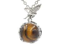 YOPI Crystal Bead Metal Elf Pendant Jewelry - Unique Fantasy-Inspired Accessory(Tigereyestone)