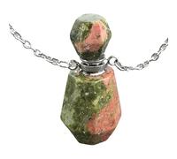 YOPI Crystal Floral Perfume Bottle Pendant Necklace - Polyhedron Essence Bottle Jewelry for Women