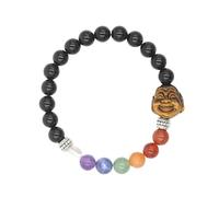 YOPI Ethnic Style Round Beads 7 Stone Buddha Head Crystal Bracelet - Handmade Jewelry for Mindfulness and Style