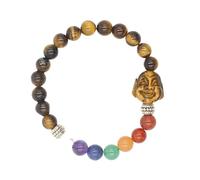 YOPI Ethnic Style Round Beads 7 Stone Buddha Head Crystal Bracelet - Handmade Jewelry for Mindfulness and Style