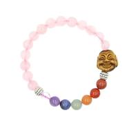 YOPI Ethnic Style Round Beads 7 Stone Buddha Head Crystal Bracelet - Handmade Jewelry for Mindfulness and Style