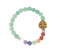 YOPI Ethnic Style Round Beads 7 Stone Buddha Head Crystal Bracelet - Handmade Jewelry for Mindfulness and Style