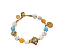 YOPI Exotic Style Natural Stone Beads Bracelet Retro Ethnic Braided Bracelet Bohemian Handmade Wrist Jewelry for Women Men - Adjustable Unisex Gift