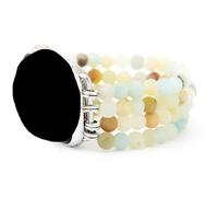 YOPI Frosted Amazonite Elastic Watch Strap Bracelet - Handmade Natural Stone Ethnic Style Jewelry(Mediumsize(14cm),42-45MM)