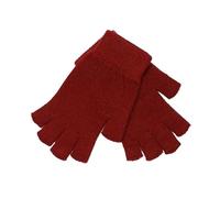 YOPI Half Finger Cashmere Glove Short Wool Knitted Wrist Mitten Winter Warm Unisex Wool Stretch Fingerless Gloves(Rust Red)