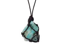 YOPI Hand Woven Natural Stone Crystal Irregular Pendant Necklace - Unique Ore Mesh Bag Design(TianheStone)