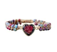 YOPI Handmade Heart-shaped Woven Bracelet with Natural Emperor Stone - Unique Accessories for Men and Women(Purple)