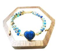 YOPI Handmade Heart-shaped Woven Bracelet with Natural Emperor Stone - Unique Accessories for Men and Women(Lapislazulilove)