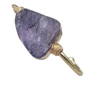 YOPI Handmade Natural Crystal Irregular Druzy Agate Cluster Bracelet with Wound Copper Wire for Women(Amethyst)