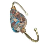 YOPI Handmade Natural Crystal Irregular Druzy Agate Cluster Bracelet with Wound Copper Wire for Women(EmperorPine)