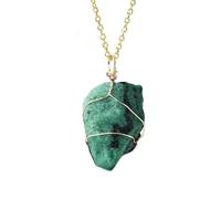YOPI Handmade Natural Crystal Raw Stone Pendant Necklace with Gold Silk Woven Mesh Bag - Unique Winding Metal Jewelry(RedandGreenTreasure)