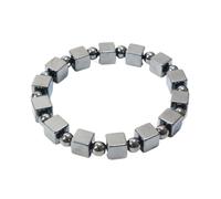 YOPI Hematite Black Gallstone Sugar Cube Bracelet - Unisex Geometric Hand Ornament