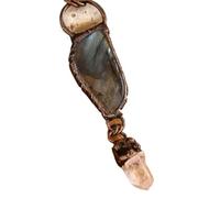 YOPI Labradorite Citrine Green Crystal White Crystal Rough Stone Irregular Pendant Necklace with Bronze Chain(Labradorite)