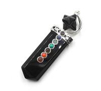 YOPI Melkaba Sword-shaped Pendant with Seven Stones - Unique Hanging Jewelry for Spiritual Connection(Obsidian)