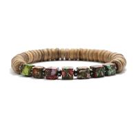 YOPI Men's 6mm Square Multicolored Imperial Stone Bracelet - Natural Gemstone Jewelry(HYB2305-5)