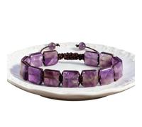 YOPI Natural Amethyst Beaded Bracelet - Adjustable Crystal Bangle for Women(Amethyst)