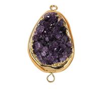 YOPI Natural Amethyst Bud Raw Stone Pendant with Electroplated Connector - Unique Amorphous Shape Jewelry
