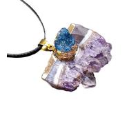 YOPI Natural Amethyst Irregular Square Stone Pendant Necklace for Women(SkyBlueCrystalTeeth)
