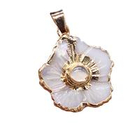 YOPI Natural Carved White Shell Flower Pendant - Semi-Precious Stone Charms for DIY Jewelry Making - Turquoise Accents for Necklaces and Earrings(Clear Quartz)