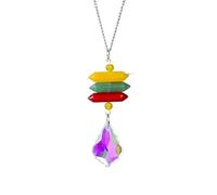 YOPI Natural Crystal Agate Double Pointed Column Pendant - Sun Catcher for Home Decor and Healing Energy(Yellowgreen)