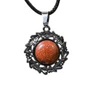 YOPI Natural Crystal Amethyst Vintage Floral Vine Necklace with Tiger's Eye, Rose Quartz, and Red Agate(Synthetic red gold sand)
