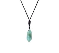 YOPI Natural Crystal Column Pendant Necklace - Amethyst, Citrine, Tiger Eye, Lapis Lazuli, Fluorite - Double Pointed Stone Jewelry for Healing and Meditation(GreenEastMausoleum)