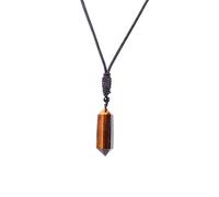 YOPI Natural Crystal Column Pendant Necklace - Amethyst, Citrine, Tiger Eye, Lapis Lazuli, Fluorite - Double Pointed Stone Jewelry for Healing and Meditation(Tiger'sEye)