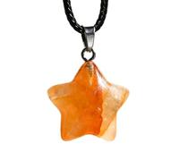 YOPI Natural Crystal Ghost Citrine Water Drops Pendant Necklace - Moon & Star Design(Five-pointedstar)