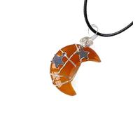 YOPI Natural Crystal Moon Star Amethyst Pendant Necklace - Handmade Silk Jewelry for DIY Enthusiasts(Redagate)