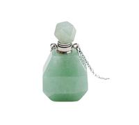 YOPI Natural Crystal Perfume Bottle Pendant Necklace - Amethyst, White Crystal & Pink Crystal Aromatherapy Jewelry(DonglingJade(Silver))