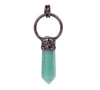 YOPI Natural Crystal Single Pointed Hexagonal Prism Pendant Necklace - Unique Gemstone Jewelry Accessory(Green aventurine)