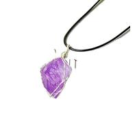 YOPI Natural Crystal Stone Silk Pendant Necklace - Irregular Natural Stone Jewelry with Woolen Chain(Purplefluorite)