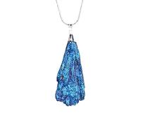 YOPI Natural Electroplated Black Tourmaline Pendant Necklace with Blue Peacock Feather - Unique Crystal Jewelry for Spiritual Healing
