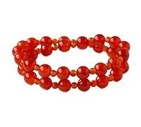 YOPI Natural Ice Translucent Red Agate Single-Circle Bracelet - Elegant Agate Chalcedony Multi-Circle Style(8mm+4mm about33)