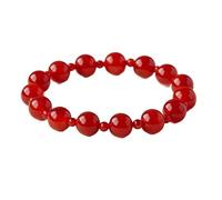 YOPI Natural Ice Translucent Red Agate Single-Circle Bracelet - Elegant Agate Chalcedony Multi-Circle Style(10mm+4mm about15)
