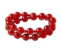 YOPI Natural Ice Translucent Red Agate Single-Circle Bracelet - Elegant Agate Chalcedony Multi-Circle Style(10mm+4mm about30)