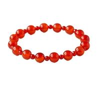 YOPI Natural Ice Translucent Red Agate Single-Circle Bracelet - Elegant Agate Chalcedony Multi-Circle Style(8mm+4mmabout16)